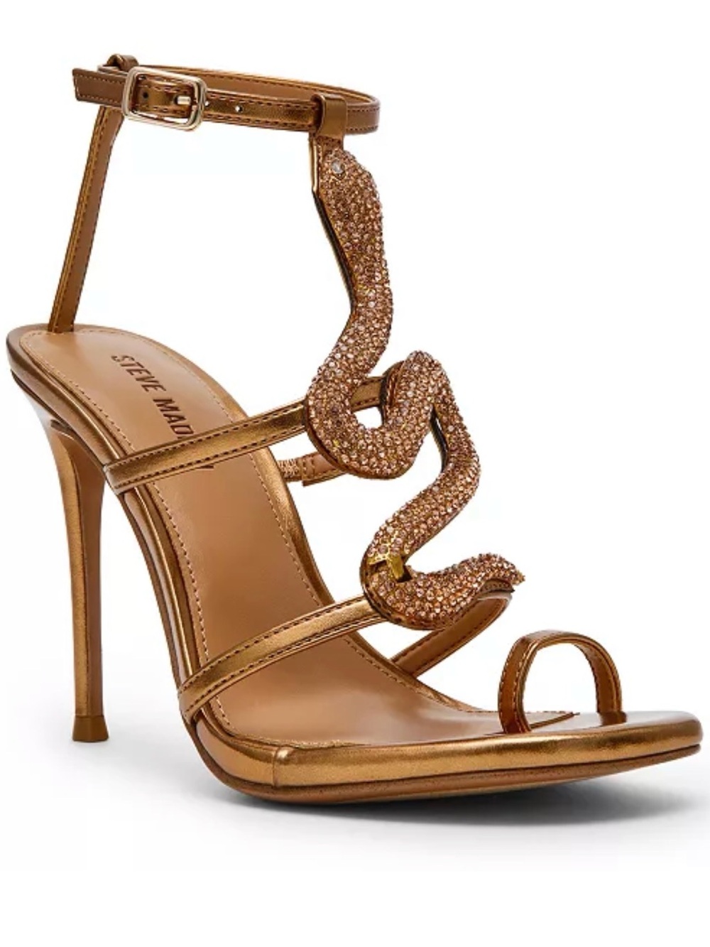 Steve Madden Metallic Bronze Python- Stiletto Sandals
